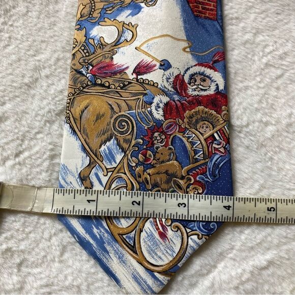 Towncraft Vintage 100% Silk Santa Themed Tie - Picture 6 of 7